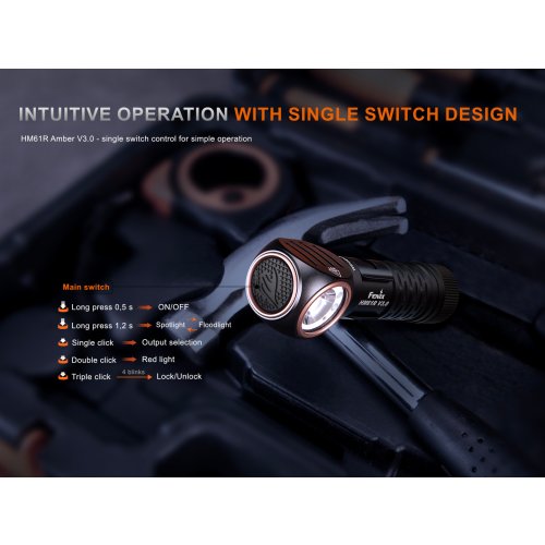 Nabíjecí čelovka Fenix HM61R Amber V3.0