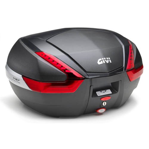 V47NN kufr GIVI černý (Monokey) s červenými odrazkami a černým víkem, objem 47 ltr.