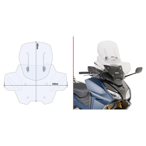AF1186B plexi čiré Honda Forza 750 (21-24), nastavitelné v rozsahu vxš - 480-600x640 mm