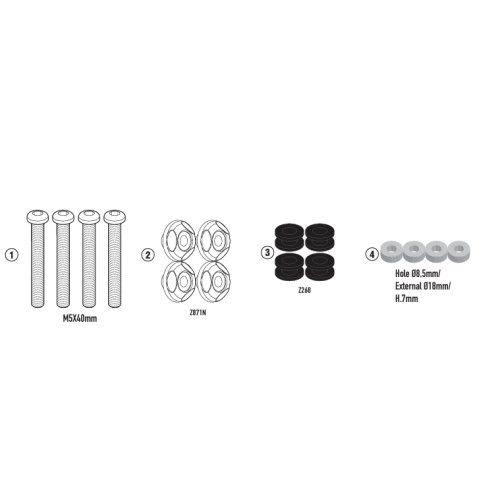 D2170KIT specifická montážní sada pro plexi 2170DT nebo 2170D pro Yamaha N-Max 125 (25)