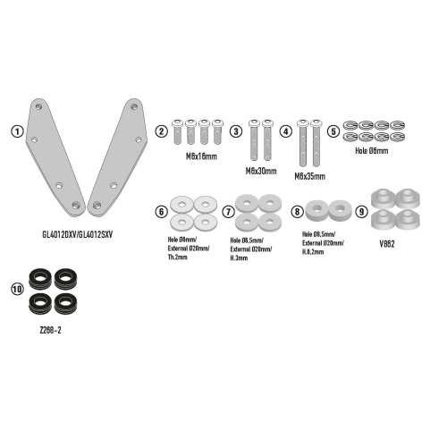 D6128KIT montážní sada Kymco Xciting VS 400 (24-25) pro plexi 6128DT a 6128D