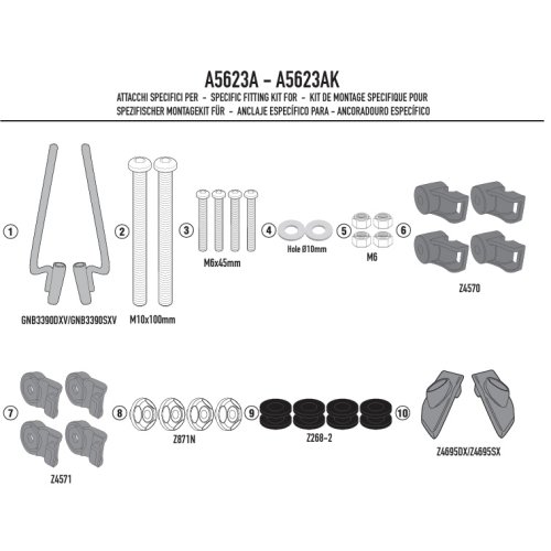 A5623A montážní sada pro plexi 5623A nebo A5623S pro Piaggio Liberty 50-125-150 (25)