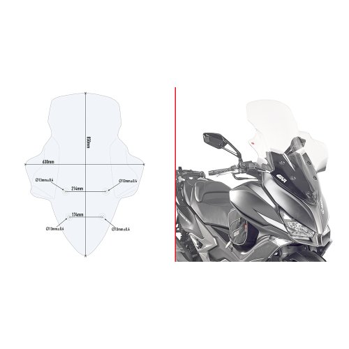 D6104ST plexi čiré Kymco Xciting 400i (13-17)/S400i (18-24), vxš855x660 mm, o 285 mm vyšší