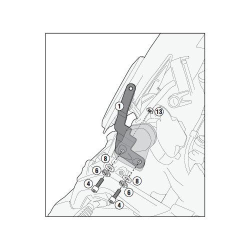 D4111KIT samostatná montážní sada pro čiré plexi 4111DT pro Kawasaki J 125/J 300 (14-21)