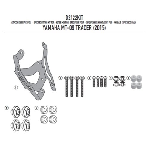 D2122KIT montážní sada Yamaha MT-09 Tracer 850 (15-17) pro plexi 2122DT