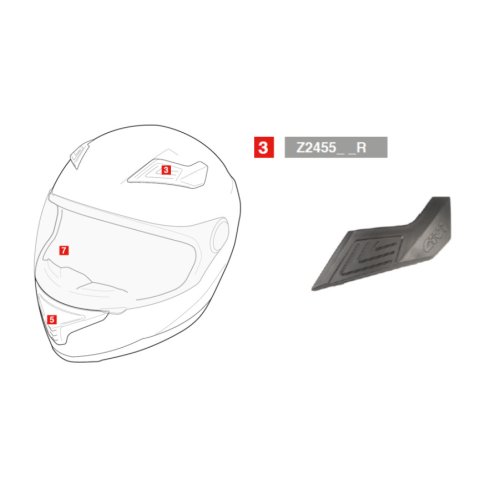 Z2455DXR horní ventilace pravá pro přilby GIVI 50.4 Sniper