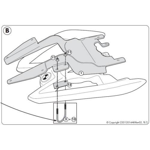 SR5100M montážní sada pro BMW R 1200 R (11-14), pro kufr Monolock, včetně plotny M5M
