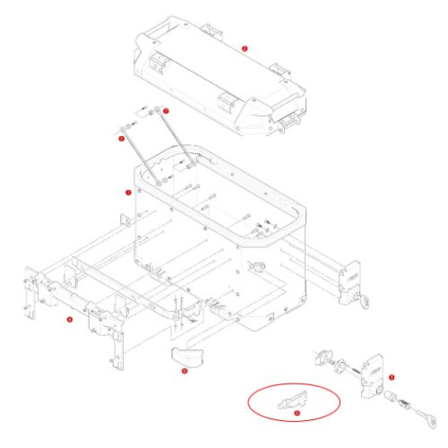 Z4830R páčka uvolnění kufru z nosiče pro OBK 37 Trekker, hliníková