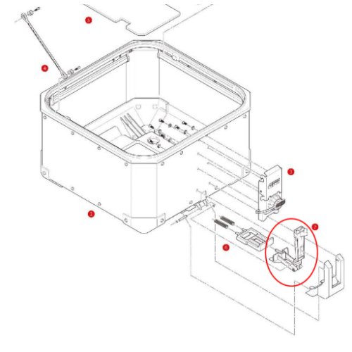 Z8025R páčka uvolnění kufru z nosiče pro horní kufr GIVI OBK 42/58, hliníková