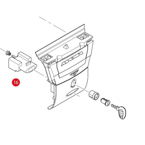 Z206NR tlačítko kufru GIVI E52, E55 Maxia III, černé, včetně pružinky - poz. 16