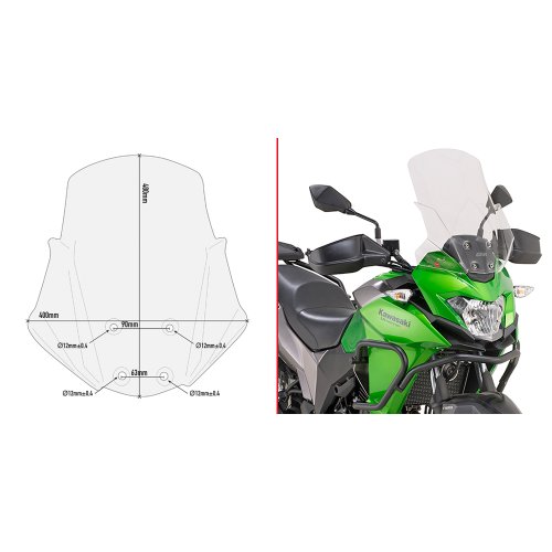 D4121ST plexi čiré Kawasaki Versys-X 300 (17-24), vxš 480x400 mm
