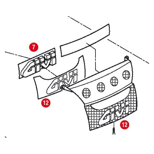 Z229 znak chromovaný na kufr GIVI V 46 - do víka kufru - pozice 7