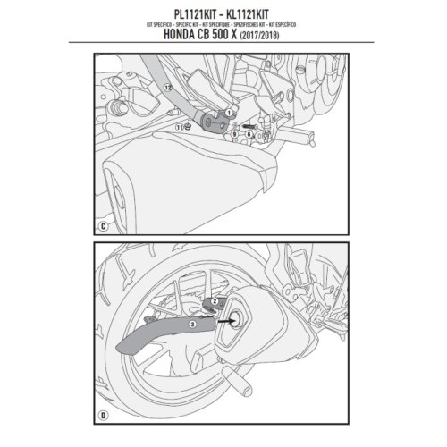 PL1121KIT sada pro montáž PL/PLX 1121 a PL 1121CAM pro Honda CB 500 X (od roku 2017 dále)