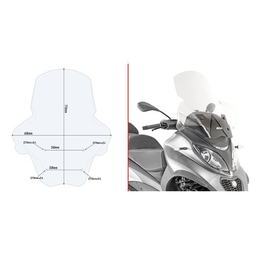 D5613ST plexi čiré Piaggio MP3 350-400-500 Sport/Business (18-21)