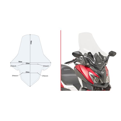 7056DT plexi čiré SYM Cruisym 300 (17-24), vxš780x705, o 210 mm vyšší než originál