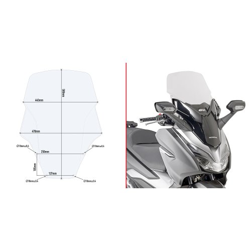 D1166ST plexi čiré Honda Forza 125-300 (19-20), vxš580x445 mm, vyšší o 110 mm