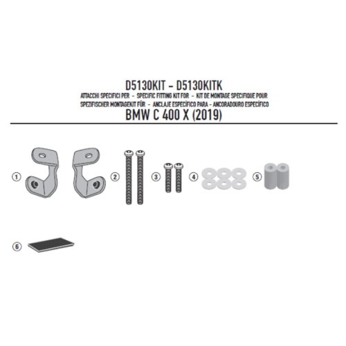 D5130KIT pro BMW C 400 X (19-26) montážní sada pro plexi 5130DT