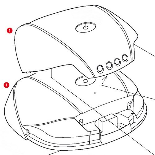 Z46CNM víko kufru V 46 kompletní černé (víko s krytem a odrazkami)