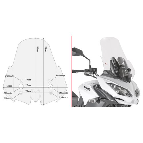 D4122ST plexi čiré Kawasaki Versys 650 (17-21), vxš530x440 mm