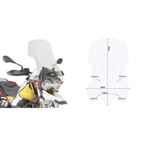 D8203ST plexi čiré Moto Guzzi V85 TT (19-23), vxš685x460, o 345 mm vyšší