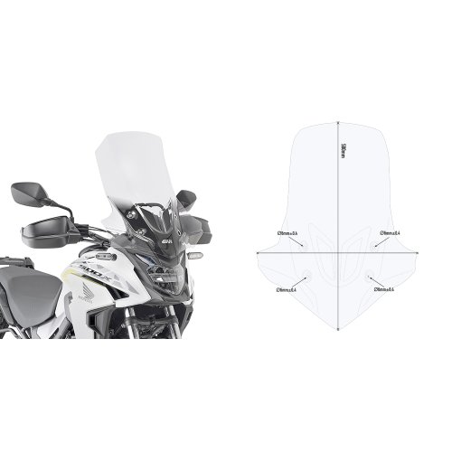 D1171ST plexi čiré Honda CB 500 X (19-23), vxš580x450 mm, o 150 mm vyšší než originál
