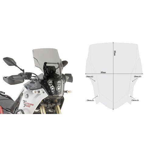 D2145S plexi kouřové Yamaha XT 700 Z Ténéré (19-24), vxš395x395 mm