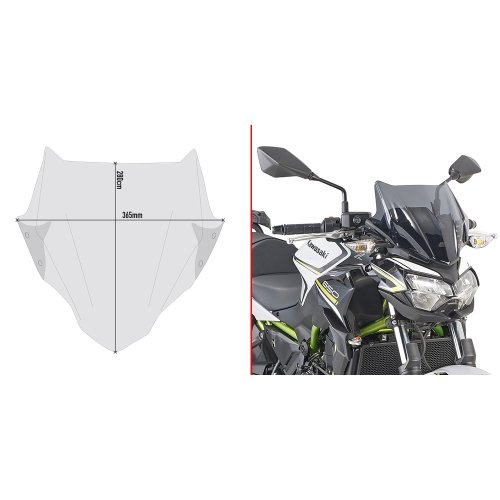 4128S plexi kouřové Kawasaki Z 650/Yamaha MT-03 321, vxš280x365 mm, použij sadu mont. sadu
