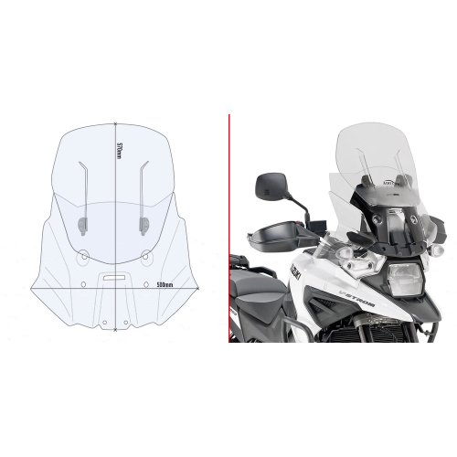 AF3117 plexi čiré Suzuki V-Strom 1050/1050 XT/1050 SE (20-24), nastavitelné v rozsahu 450-570x500 mm