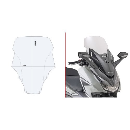 D1187ST plexi čiré Honda Forza 350 (21-24)/125 (21-24), vxš580x470 mm