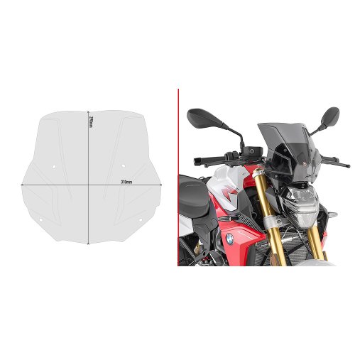 5139S plexi kouřové BMW F 900 R (20-24), montáž místo originálu, vxš290x310 mm, použij sadu A5139A