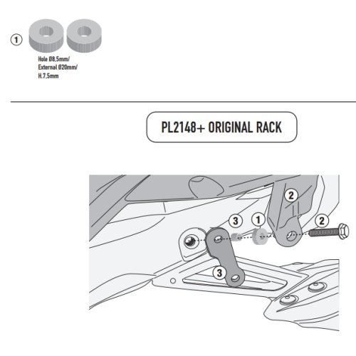 PL2148KIT sada pro montáž PL2148 k originálnímu nosiči pro Yamaha Tracer 7 (20-24)