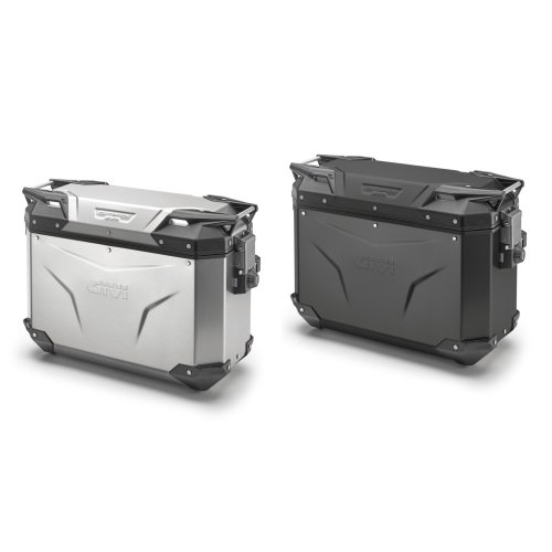 OBKEV37AL stříbrný levý kufr GIVI Trekker Outback EVO SMART hliníkový (boční), bez zámku, 37 ltr.