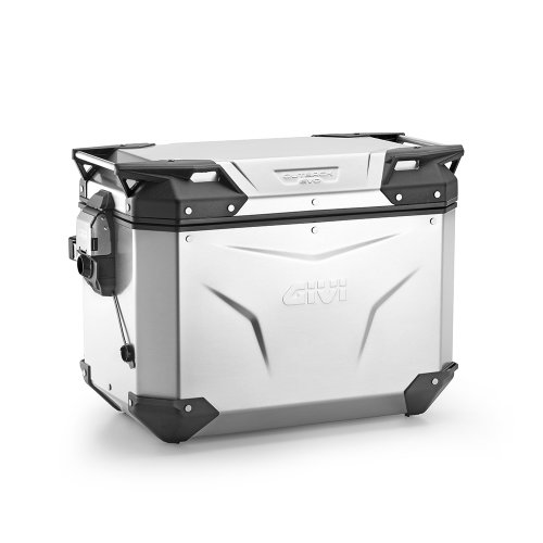 OBKEV48AR stříbrný pravý kufr GIVI Trekker Outback EVO SMART hliníkový (boční), bez zámku, 48 ltr.
