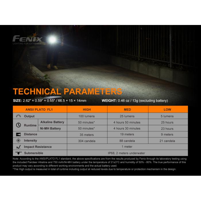 Baterka Fenix E01 V2.0 černá