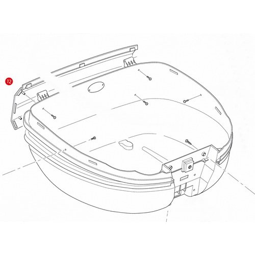Z692R zadní stříbrný plast kufru GIVI E 55 Maxia (lze na něj kufr postavit) - pozice 12