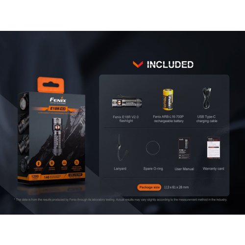 Nabíjecí baterka Fenix E18R V2.0 GE - černá