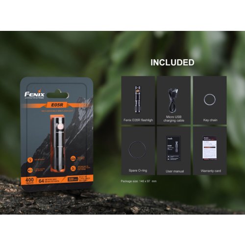Nabíjecí baterka Fenix E05R - zelená