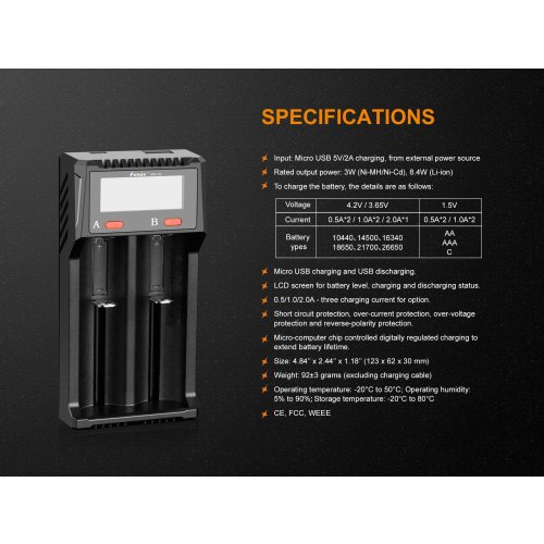 USB nabíječka Fenix ARE-D2 (Li-ion, NiMH)