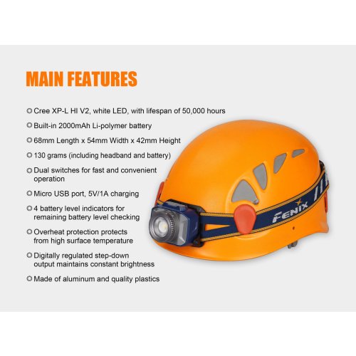 Nabíjecí zaostřovací čelovka Fenix HL40R - modrá