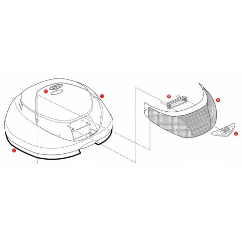 Z350CNM víko kufru E 350 Flow kompletní černé (víko s krytem a odrazkami)